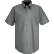 Red Kap® Men's Industrial Stripe Work Shirt Short Sleeve Charcoal/Red/White Stripe 4XL SP24