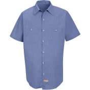 Red Kap® Men's Geometric Micro-Check Work Shirt Denim Blue Microcheck 3XL SP24-SP24DNSS3XL