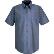 Red Kap® Men's Industrial Stripe Work Shirt Short Sleeve Gray/Blue Stripe Long-5XL SP24