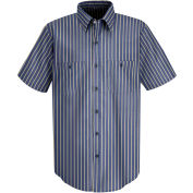 Red Kap® Men's Industrial Stripe Work Shirt Short Sleeve Navy/Khaki Stripe 4XL SP24