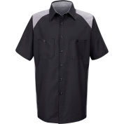 Red Kap® Men's Motorsports Shirt Short Sleeve Long-2XL Silver/Black SP28