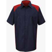 Red Kap® Men's Motorsports Shirt Short Sleeve Long-2XL Red/Navy SP28