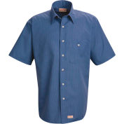 Red Kap® Men's Mini-Plaid Uniform Shirt Short Sleeve Gray/Blue S SP84