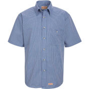 Red Kap® Men's Mini-Plaid Uniform Shirt Short Sleeve White/Blue S SP84