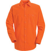 Red Kap® Enhanced Visibility Long Sleeve Work Shirt, Fluorescent Orange, Regular, XL