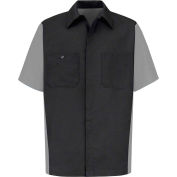 Red Kap® Men's Crew Shirt Short Sleeve Long-L Charcoal/Light Gray SY20