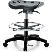 ESD Tractor Sit-Stand Stool - Polyurethane - With Foot Ring - Black