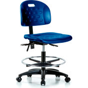 Newport Industrial Handle Back Stool - With Chrome Foot Ring - Polyurethane - Blue