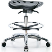 Blue Ridge Ergonomics™ Tractor Style Stool - With Chrome Foot Ring - Black
