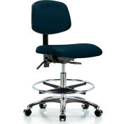 Blue Ridge Ergonomics™ Task Stool - With Chrome Foot Ring - Marine Blue