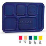 Vollrath® Traex Polypropylene School Compartment Trays, 2015-104, Right Hand Tray, Bright Blue - Pkg Qty 24