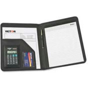 Victor® Portfolio Pad Holder with 8-Digit Calculator, 9-1/2"W x 5/8"D x 12-1/2"H, Black
