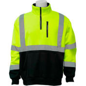 ERB™ 63872, W379 Aware Wear Hi-Vis 1/4 Zipper Sweatshirt , Class 3, Hi-Vis Lime/Black, XL