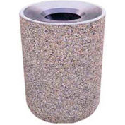 Concrete Waste Receptacle W/Bronze Aluminum Pitch In Top - 24" Dia x 33" Sand