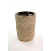 Concrete Waste Receptacle W/Gray Aluminum Ash N Trash Top - 24" Dia x 33" Sand