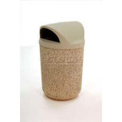 Concrete Waste Receptacle W/Blue Plastic Dome Top Lid, 24" Dia x 44" Sand