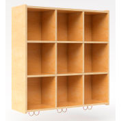 Whitney Brothers Wall Mounted Storage Cubbie with Coat Hooks - Natural