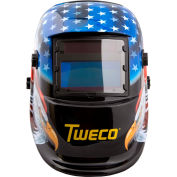 Tweco® Auto-Darkening Welding Helmet, Stars & Stripes, 3.86" X 1.69" Viewing Area,5Pt Head Gear