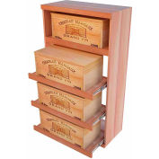 Bulk Storage, Pull Out Wine Bottle Cradle, 4-Drawer 4 Ft high - Mahogany, All-Heart Redwood