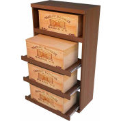 Bulk Storage, Pull Out Wine Bottle Cradle, 4-Drawer 4 Ft high - Walnut, Mahogany