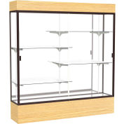 Reliant Lighted Display Case 72"W x 80"H x 16"D Light Oak Base Mirror Back Dark Bronze Frame