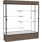 Reliant Lighted Display Case 72"W x 80"H x 16"D Walnut Base Mirror Back Dark Bronze Frame