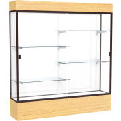 Reliant Lighted Display Case 72"W x 80"H x 16"D Light Oak Base White Back Dark Bronze Frame
