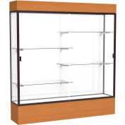 Reliant Lighted Display Case 72"W x 80"H x 16"D Carmel Oak Base White Back Dark Bronze Frame