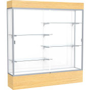 Reliant Lighted Display Case 72"W x 80"H x 16"D Light Oak Base White Back Satin Natural Frame