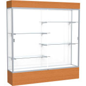 Reliant Lighted Display Case 72"W x 80"H x 16"D Carmel Oak Base White Back Satin Natural Frame