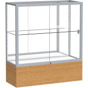 Reliant Counter Case, Mirror Back, Satin Frame, Autumn Oak Base, 36"L x 40"H x 14"D