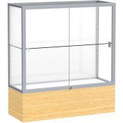 Reliant Counter Case, White Back, Satin Frame, Light Oak Vinyl Base, 36"L x 40"H x 14"D
