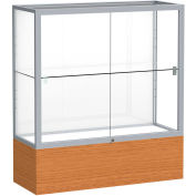 Reliant Counter Case, White Back, Satin Frame, Carmel Oak Base, 36"L x 40"H x 14"D