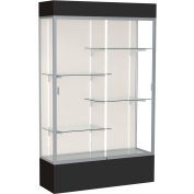Spirit Lighted Display Case 48"W x 80"H x 16"D Plaque Back Satin Finish Black Base & Top