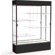 Spirit Lighted Display Case 60"W x 80"H x 16"D Mirror Back Dark Bronze Black Base & Top