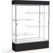 Spirit Lighted Display Case 60"W x 80"H x 16"D Mirror Back Satin Finish Black Base & Top
