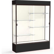 Spirit Lighted Display Case 60"W x 80"H x 16"D Plaque Back Dark Bronze Black Base & Top