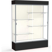 Spirit Lighted Display Case 60"W x 80"H x 16"D Plaque Back Satin Finish Black Base & Top