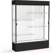 Spirit Lighted Display Case 60"W x 80"H x 16"D White Back Dark Bronze Black Base & Top