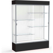 Spirit Lighted Display Case 60"W x 80"H x 16"D White Back Satin Finish Black Base & Top
