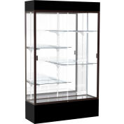 Spirit Lighted Display Case 72"W x 80"H x 16"D Mirror Back Dark Bronze Black Base & Top