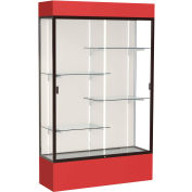 Spirit Lighted Display Case 72"W x 80"H x 16"D Plaque Back Dark Bronze Red Base & Top