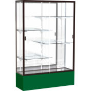 Spirit Display Case Forest Green Base, Bronze Frame, Mirror Back 48"W x 72"H