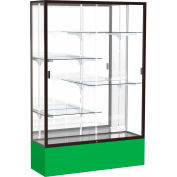 Spirit Display Case Kelly Green Base, Bronze Frame, Mirror Back 48"W x 16"D x 72"H