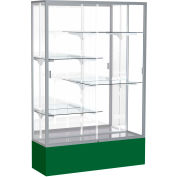 Spirit Display Case Forest Green Base, Satin Frame, Mirror Back 48"W x 16"D x 72"H