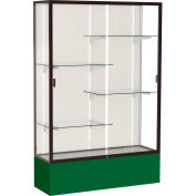 Spirit Display Case Forest Green Base, Bronze Frame, Fabric Back 48"W x 16"D x 72"H