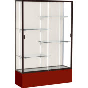 Spirit Display Case Maroon Base, Bronze Frame, Fabric Back 48"W x 16"D x 72"H