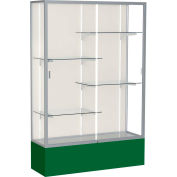 Spirit Display Case Forest Green Base, Satin Frame, Fabric Back 48"W x 16"D x 72"H