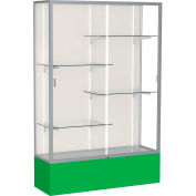Spirit Display Case Kelly Green Base, Satin Frame, Fabric Back 48"W x 16"D x 72"H