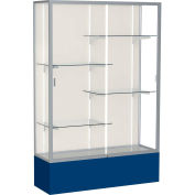 Spirit Display Case Navy Base, Satin Frame, Fabric Back 48"W x 16"D x 72"H